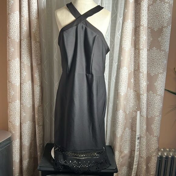 Bisou Bisou Michele Bohbot Black Halter Dress - Sz 14 - Picture 1 of 10